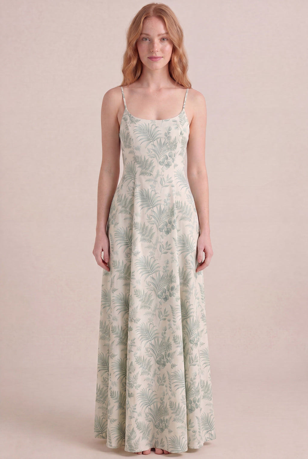 Verdé Palm Botanical Dress — Regular Maxi, front