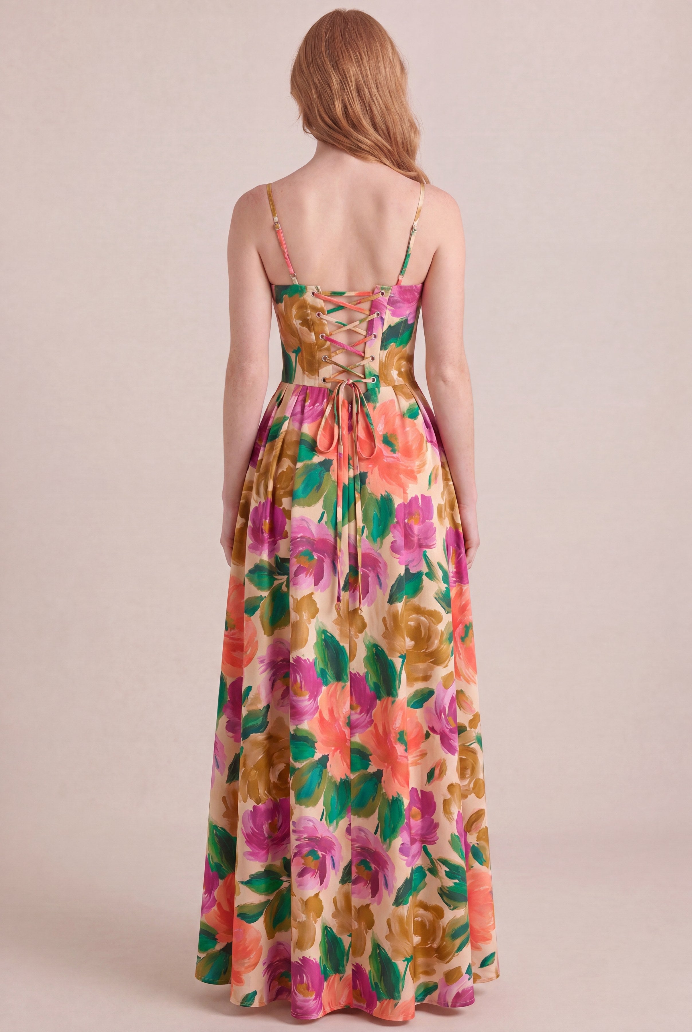 Atelier Bloom Floral Dress — Corset Maxi, back