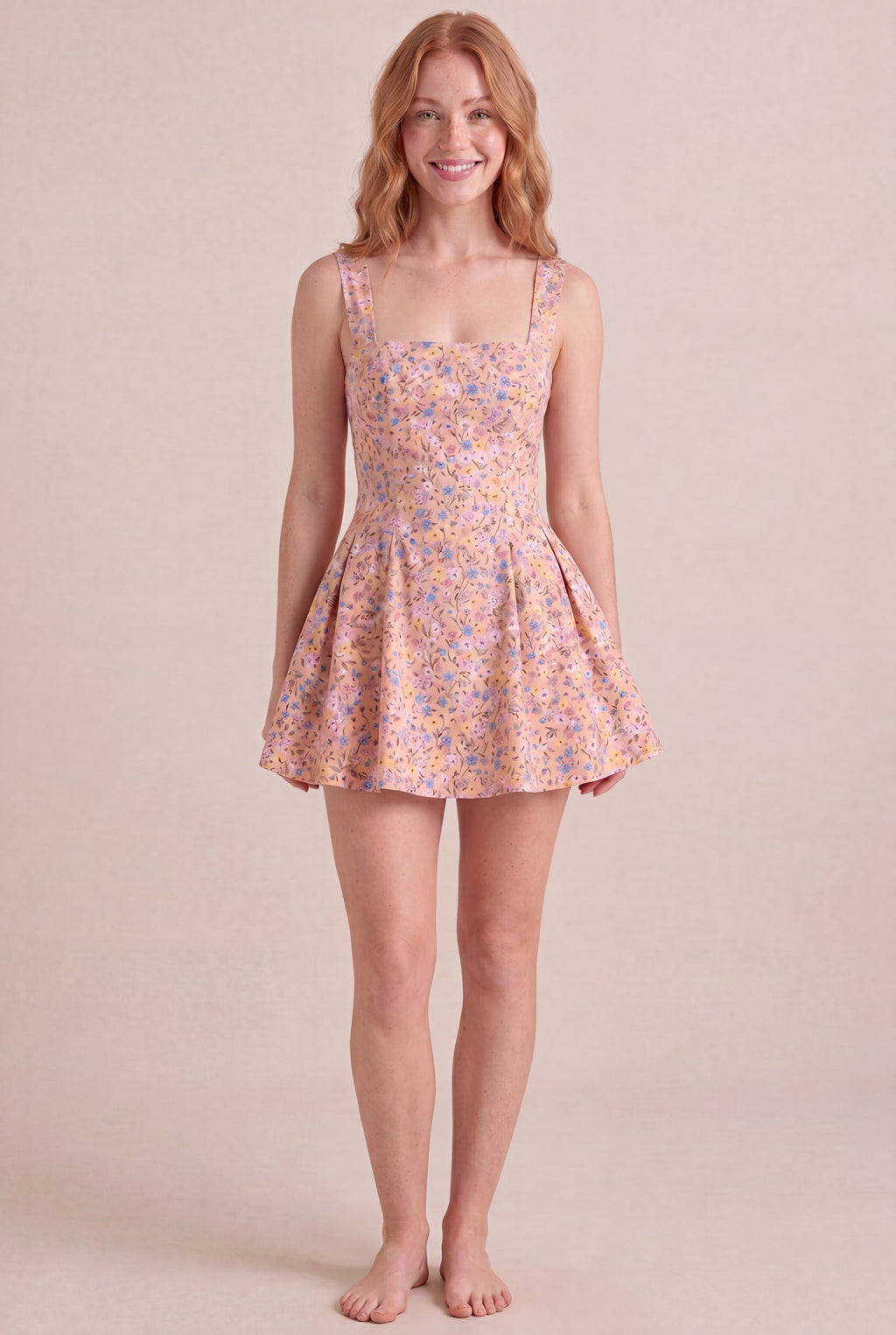 Bridgerton Ditsy Floral Dress — Square Neck Mini, front