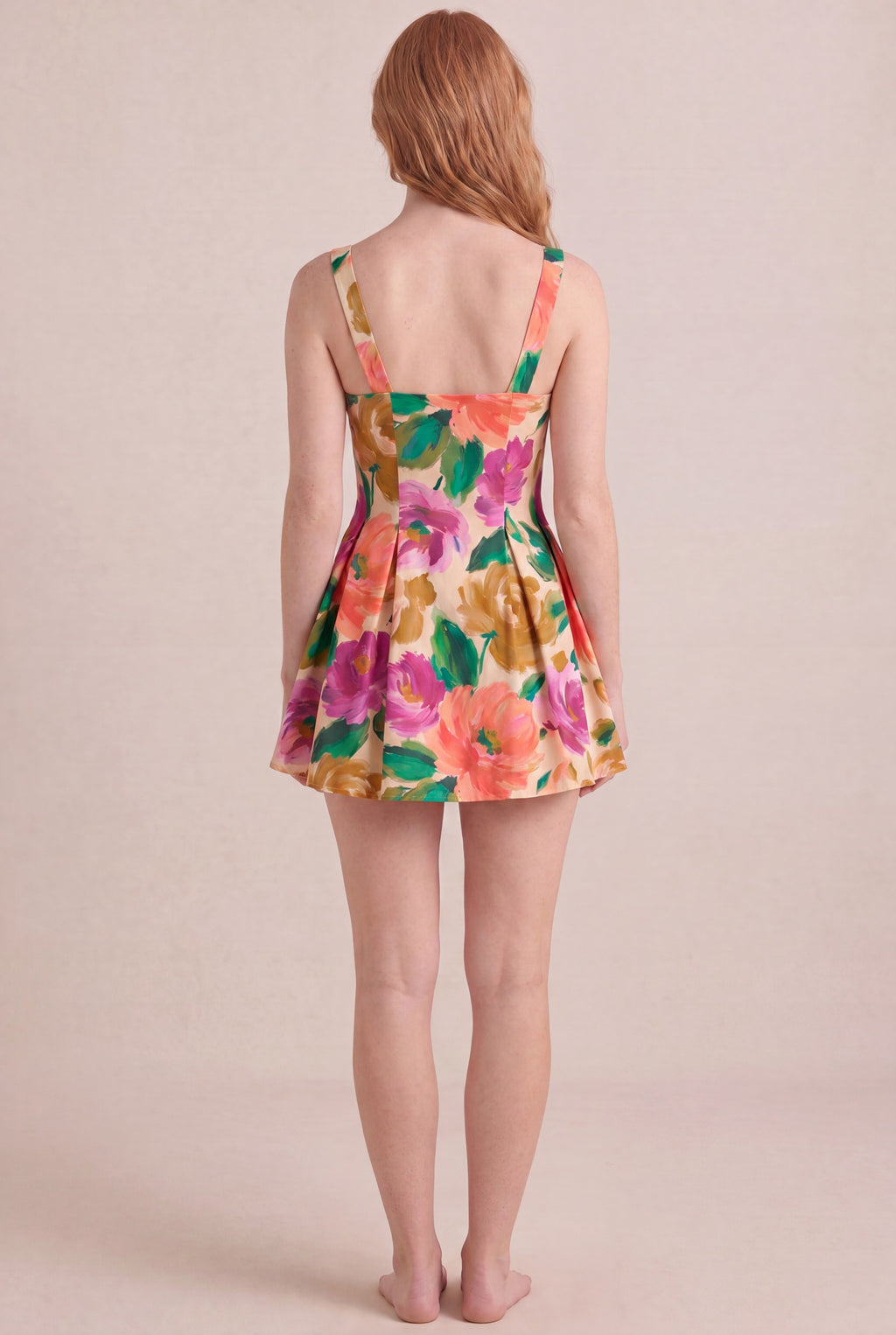 Atelier Bloom Floral Dress — Square Neck Mini, back