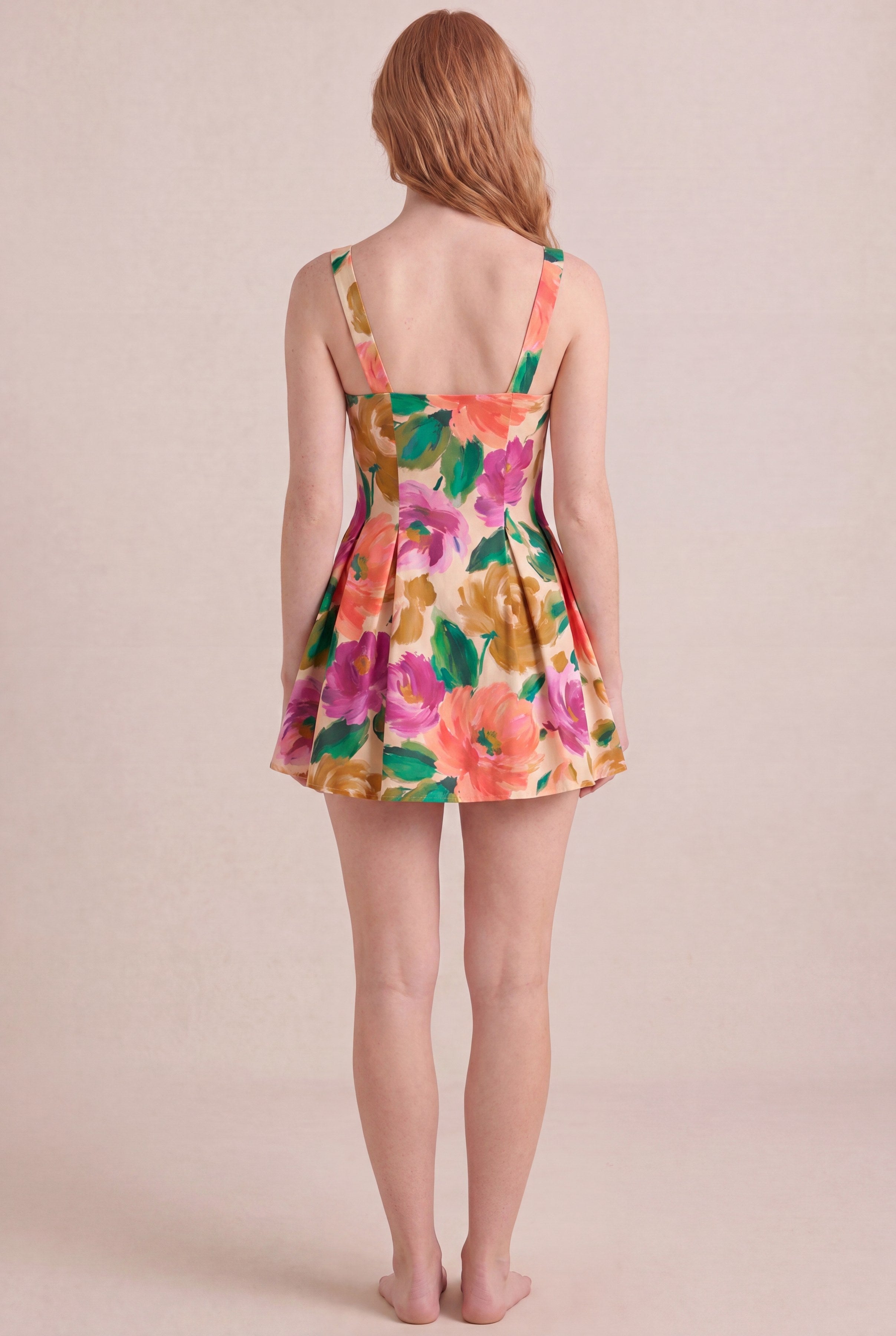 Atelier Bloom Floral Dress — Square Neck Mini, back