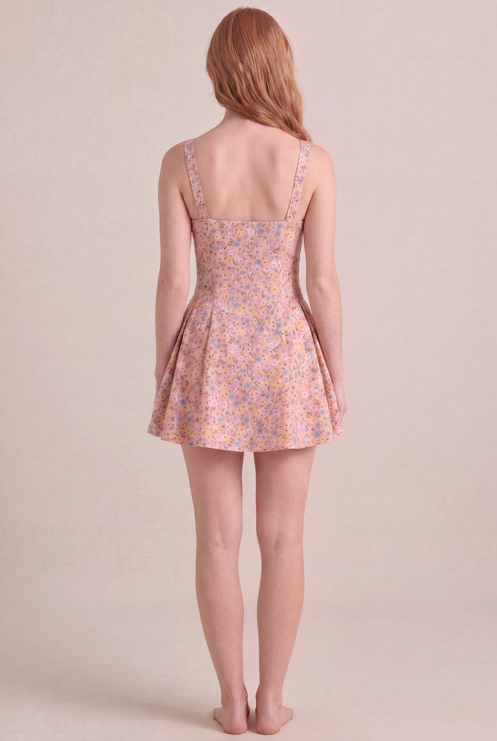Bridgerton Ditsy Floral Dress — Square Neck Mini, back