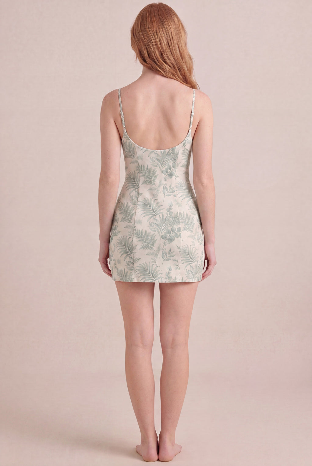 Verdé Palm Botanical Dress — Bodycon Mini, back