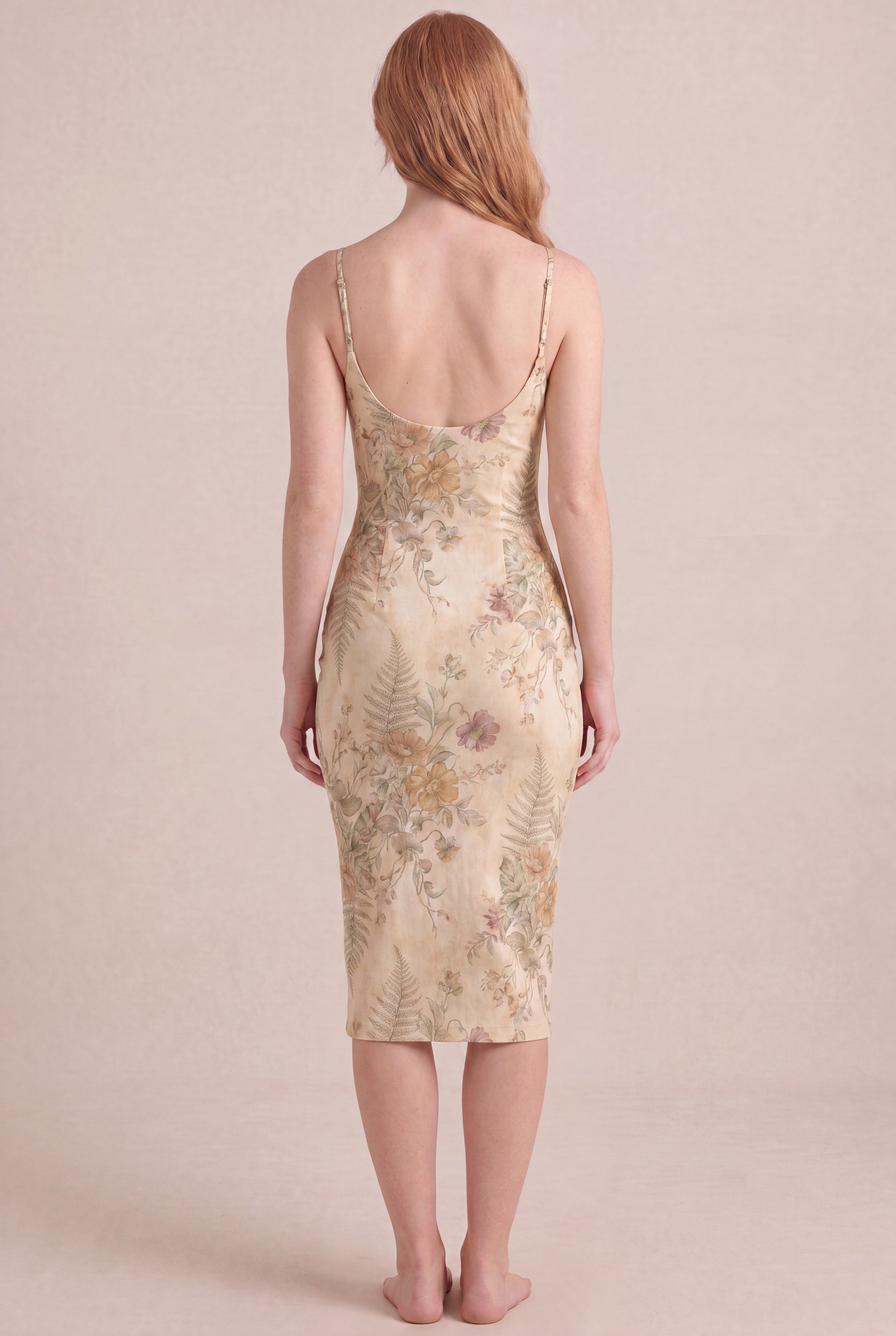 Wildflower Press Floral Dress — Bodycon Midi, back
