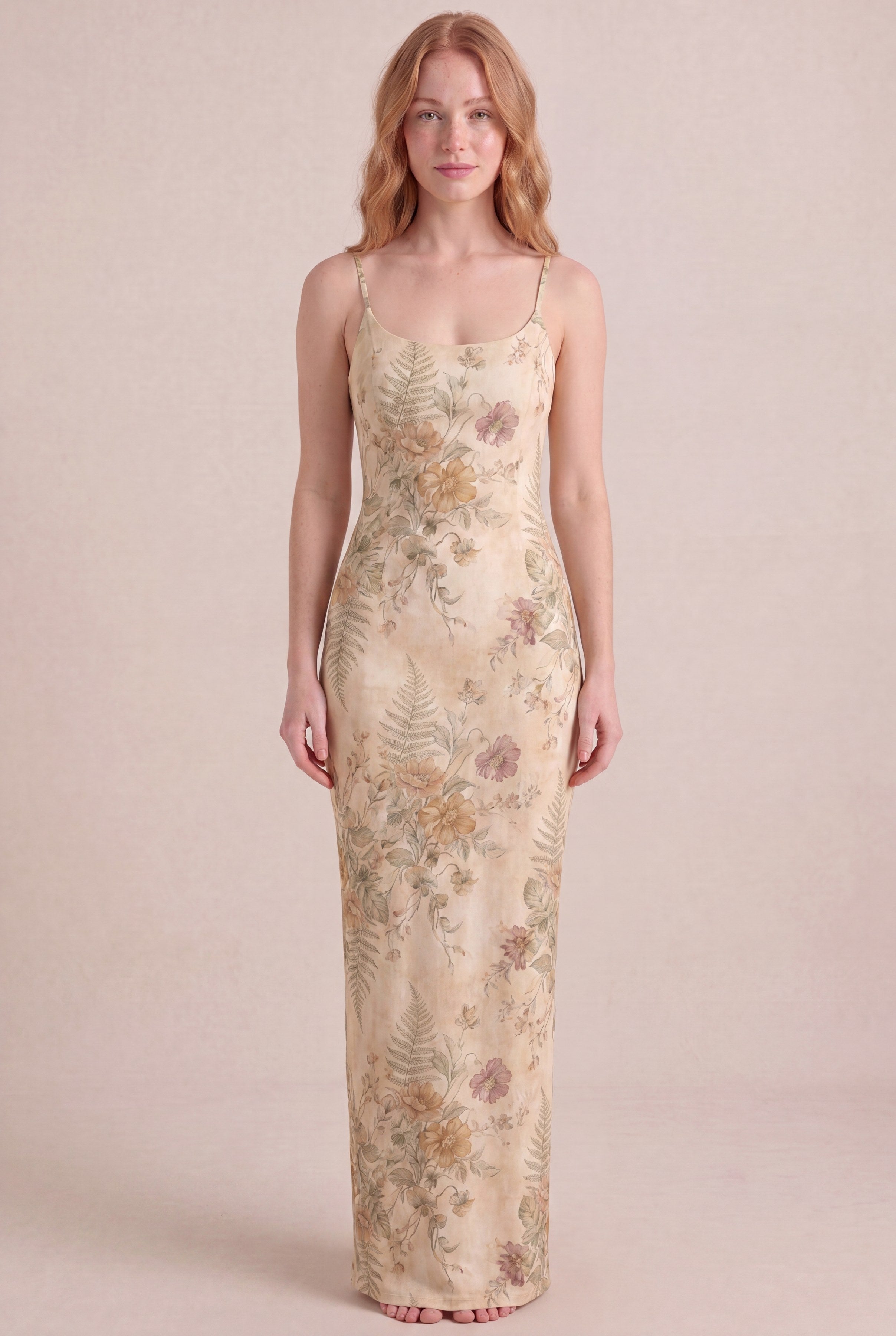 Wildflower Press Floral Dress — Bodycon Maxi, front