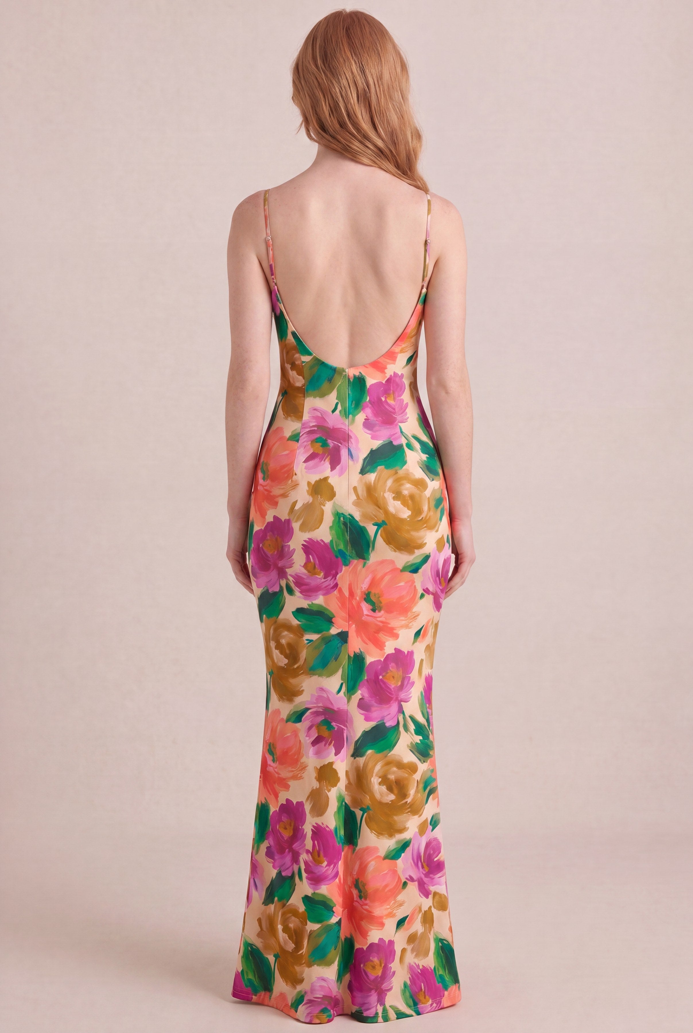 Atelier Bloom Floral Dress — Bodycon Maxi, back