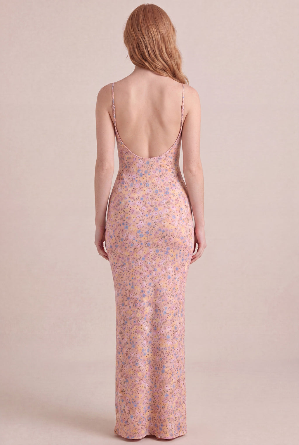 Bridgerton Ditsy Floral Dress — Bodycon Maxi, back