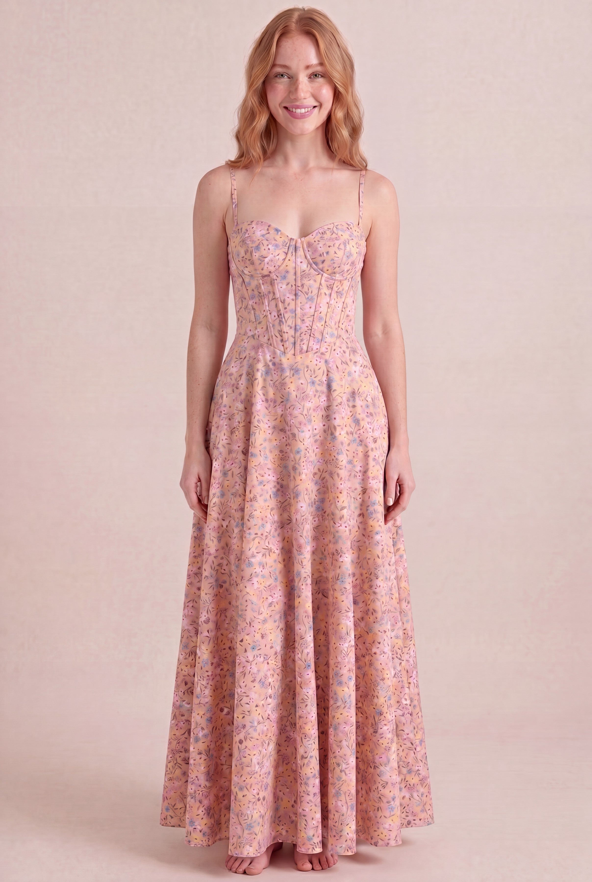 Bridgerton Ditsy corset maxi front