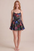 Midnight Rose Floral Dress – Regular scoop neckline, mini length, front view