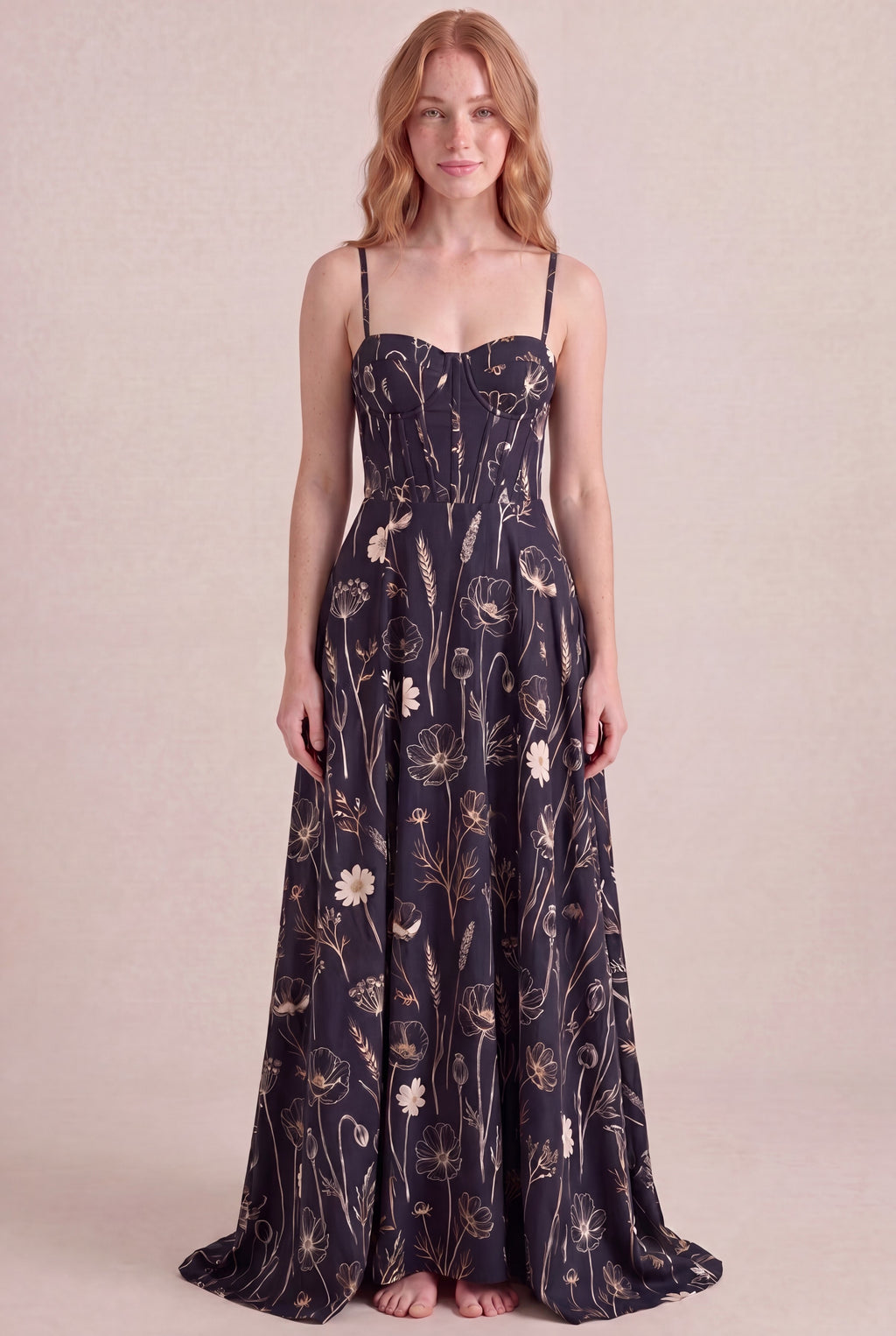 Noir Wildflower corset maxi front