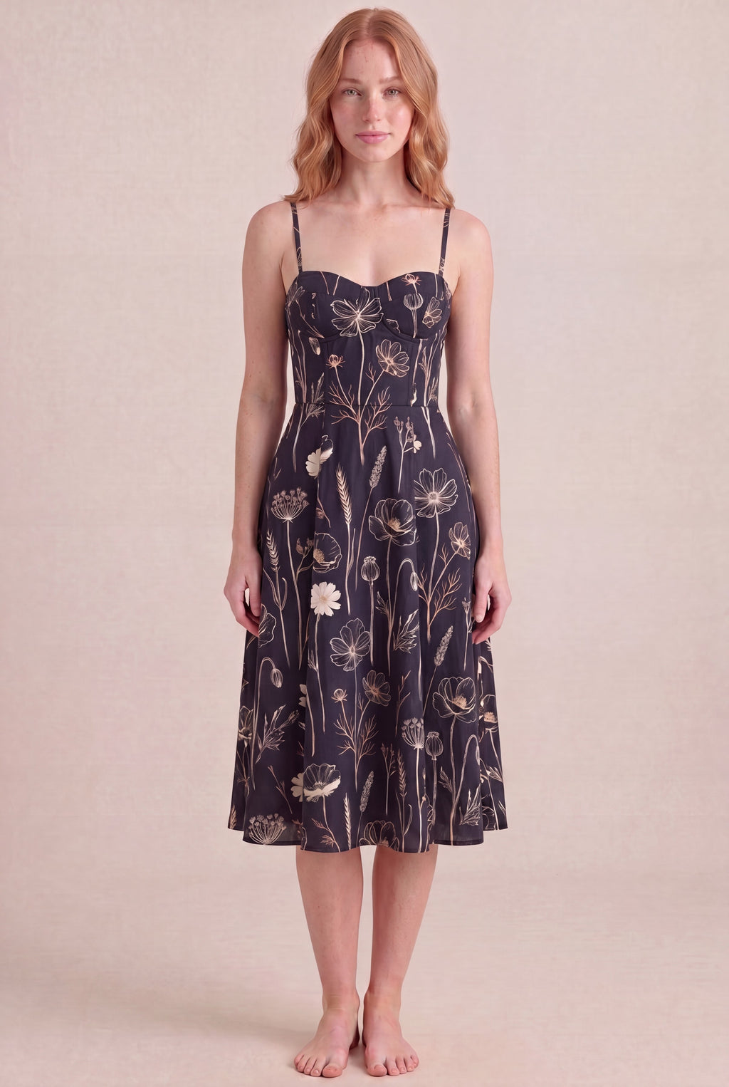Noir Wildflower corset midi front