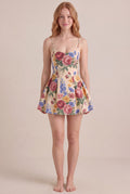 Vintage Rose Floral Dress – Regular scoop neckline, mini length, front view