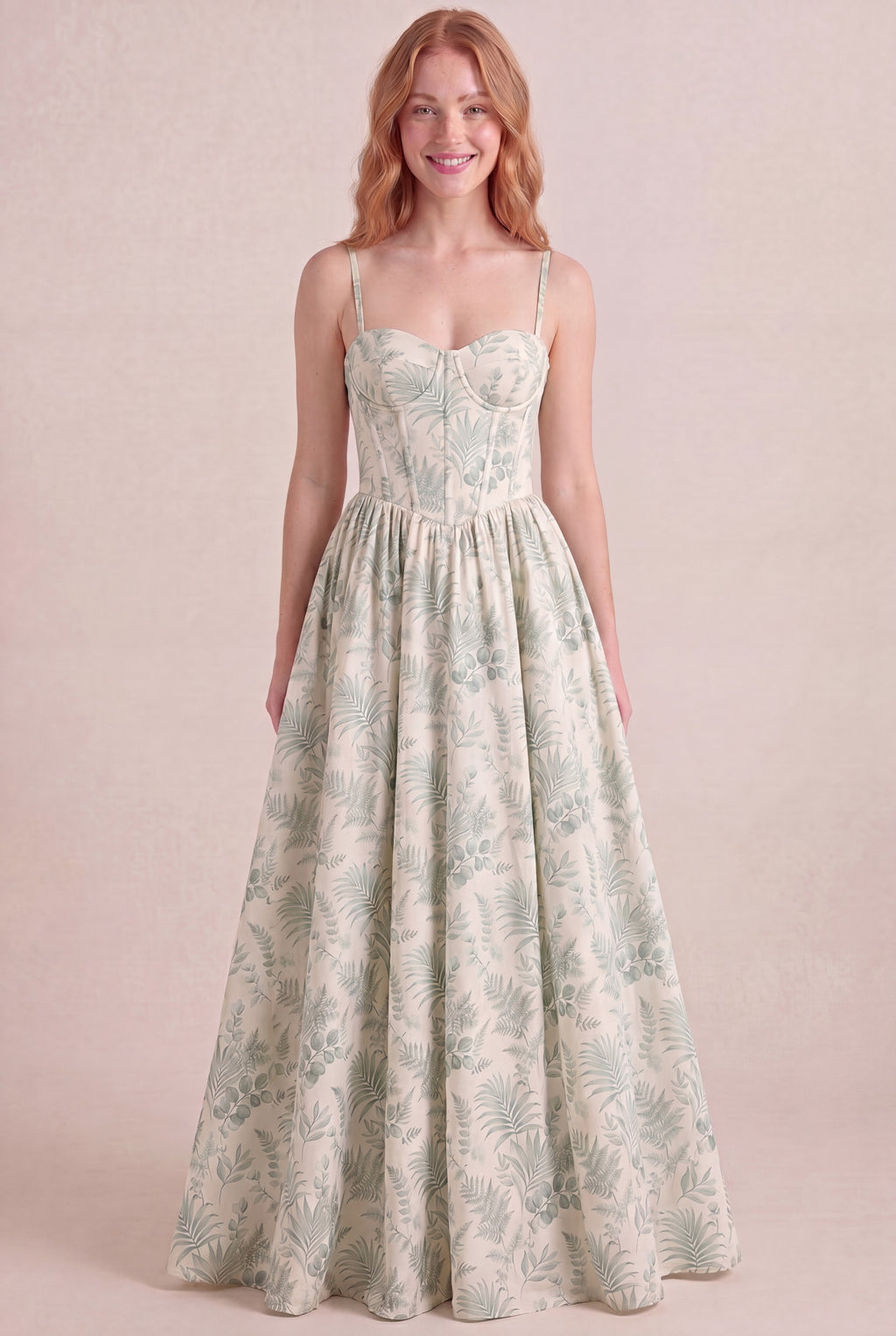 Verde Palm corset maxi front