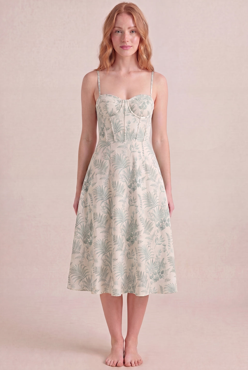 Verde Palm corset midi front