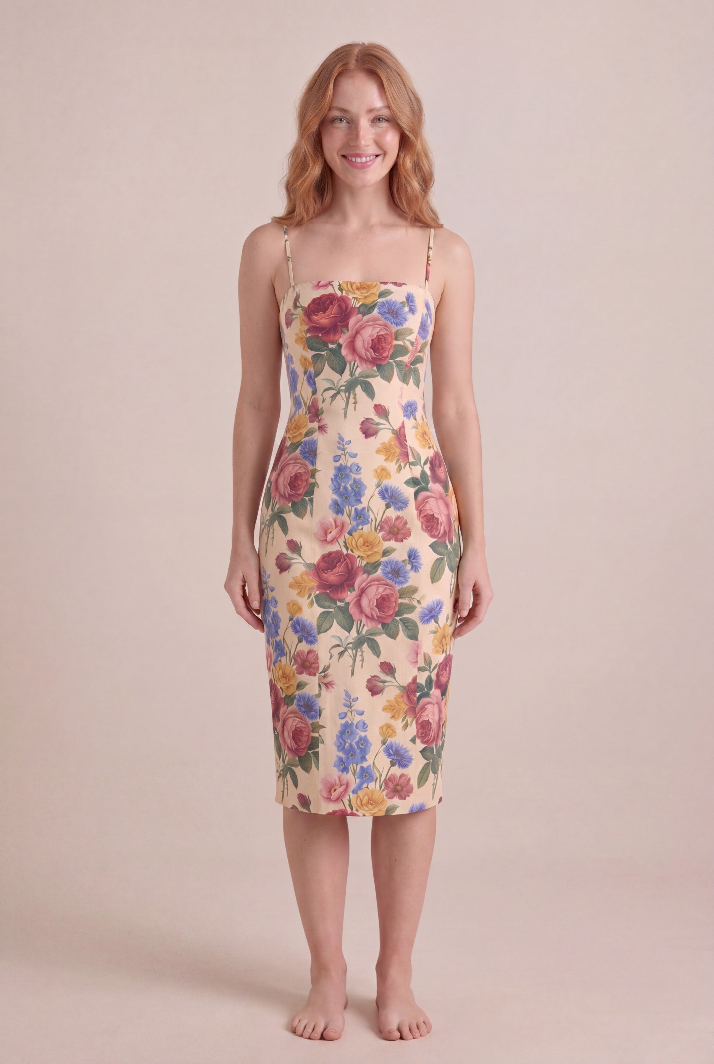 Vintage Rose Bodycon Midi front