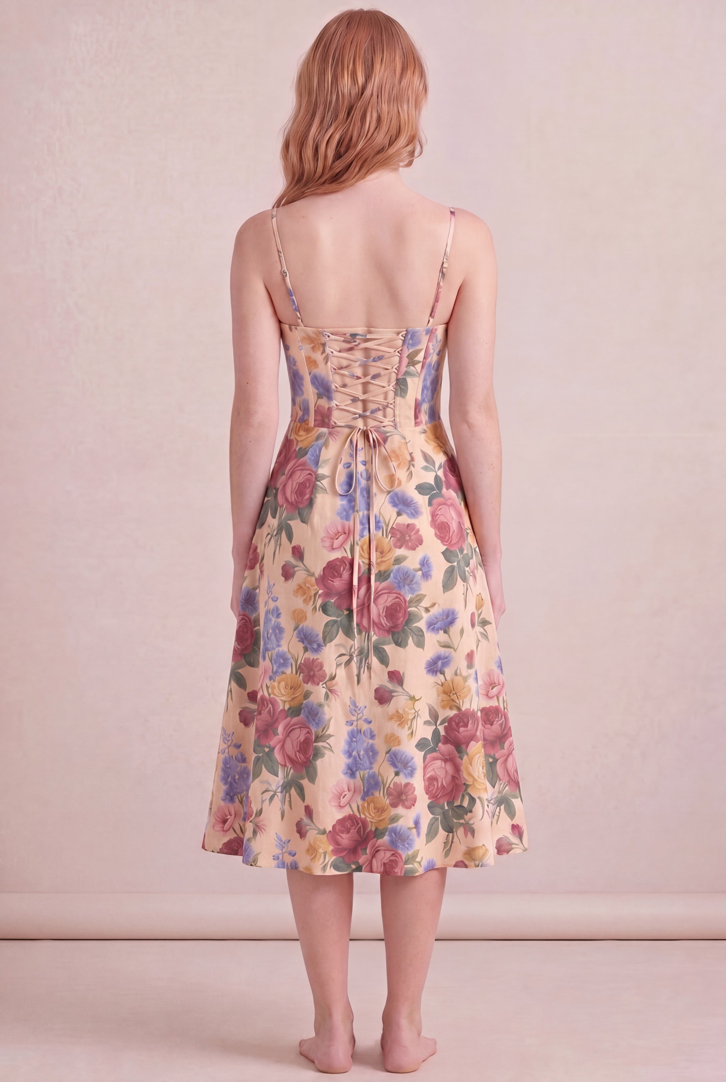 Vintage Rose Corset Midi back