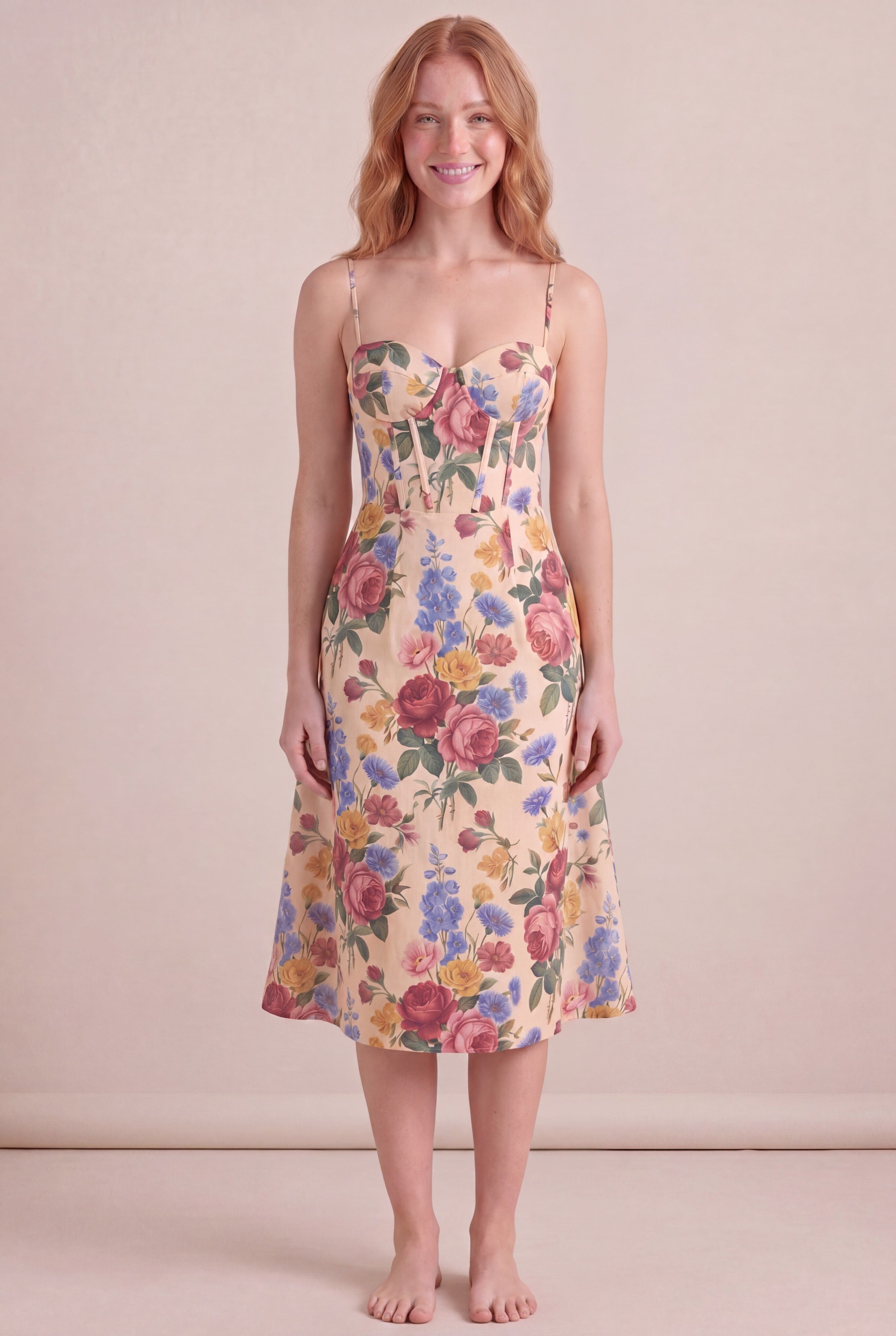 Vintage Rose Corset Midi front