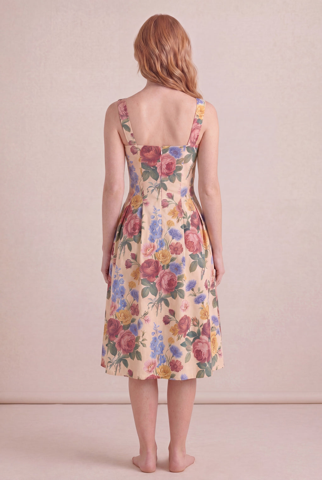 Vintage Rose Square Neck Midi back